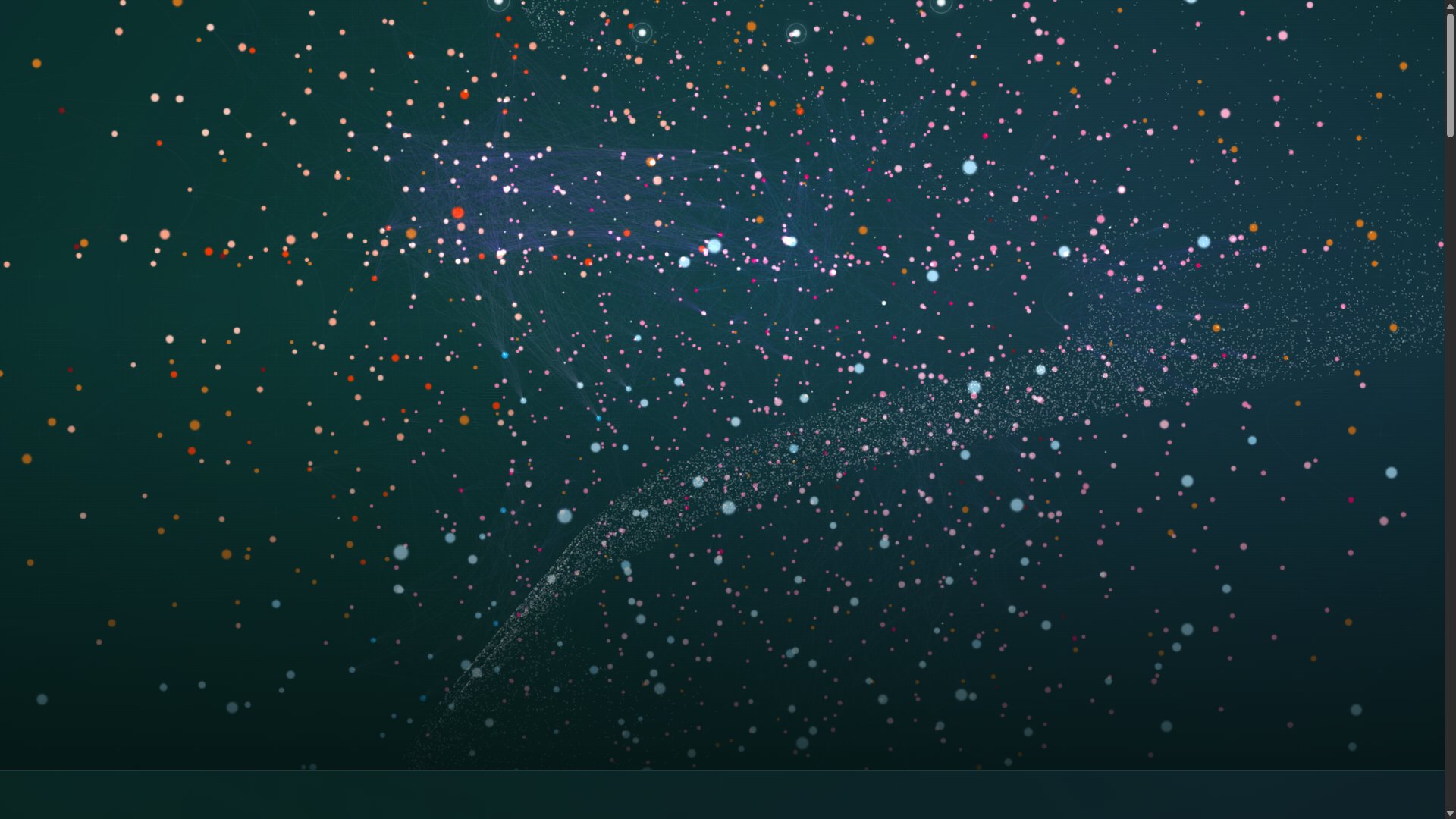 A live three-dimensional constellation built from OneMemory's real redacted memory. Tens of thousands of memories form clusters, links, and a bright river of activity shared across AI tools and computers.